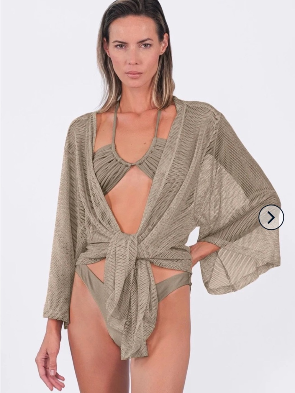 NWT ACQUA DE LUXE BUZIOS BELTED KIMONO-GOLD